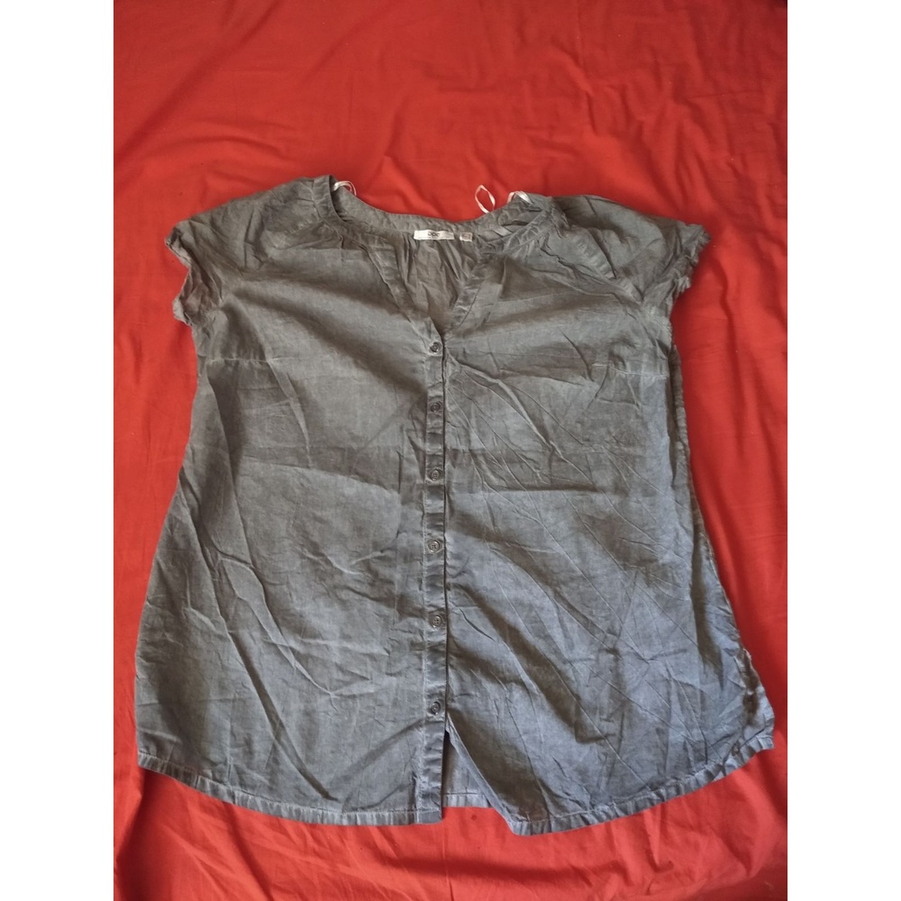 Tunic Shirt Women's Gray Button Down